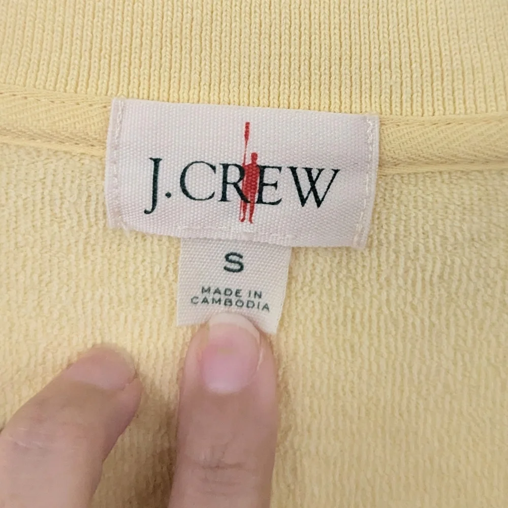 J. Crew Terry Cloth Polo Shirt Short Sleeve Collared French Terry Yellow Small S